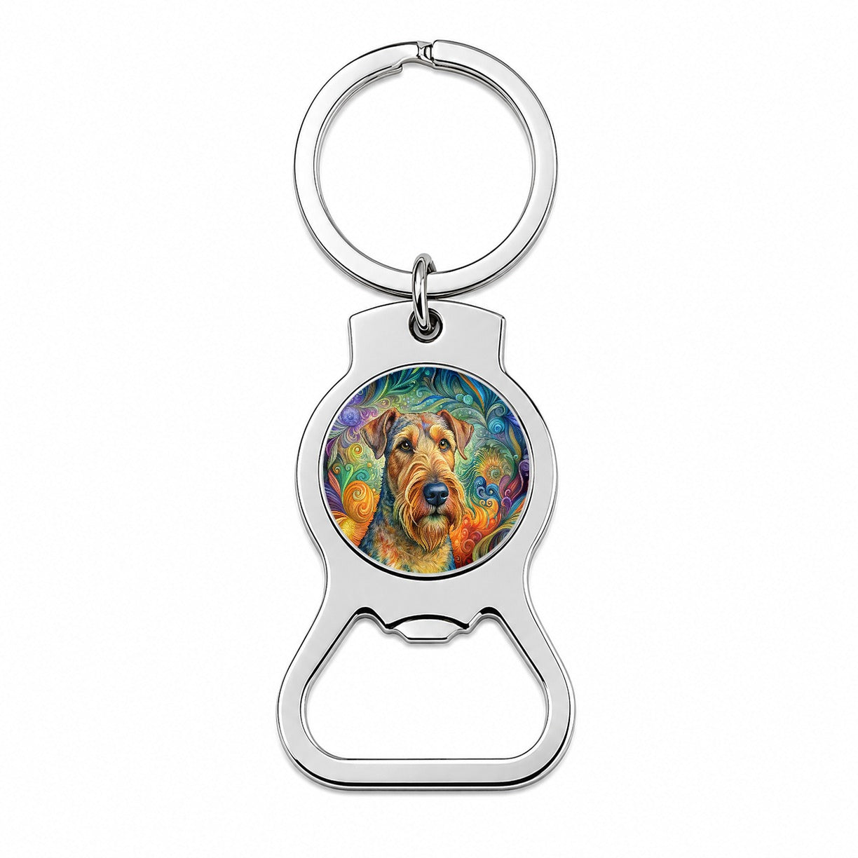 Airedale Terrier Dog Bohemian Art Bottle Opener Keychain