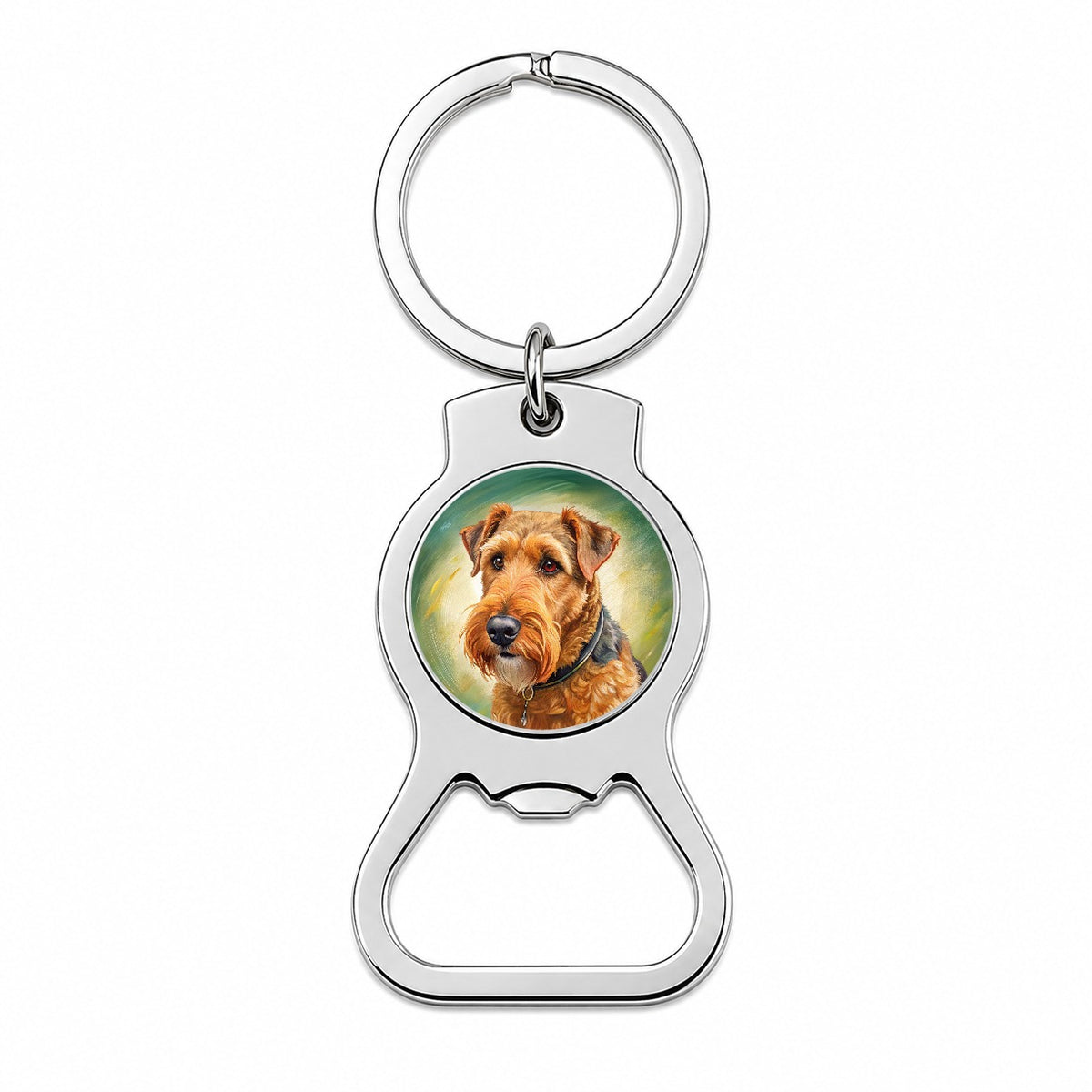Airedale Terrier Dog Illustration Bottle Opener Keychain