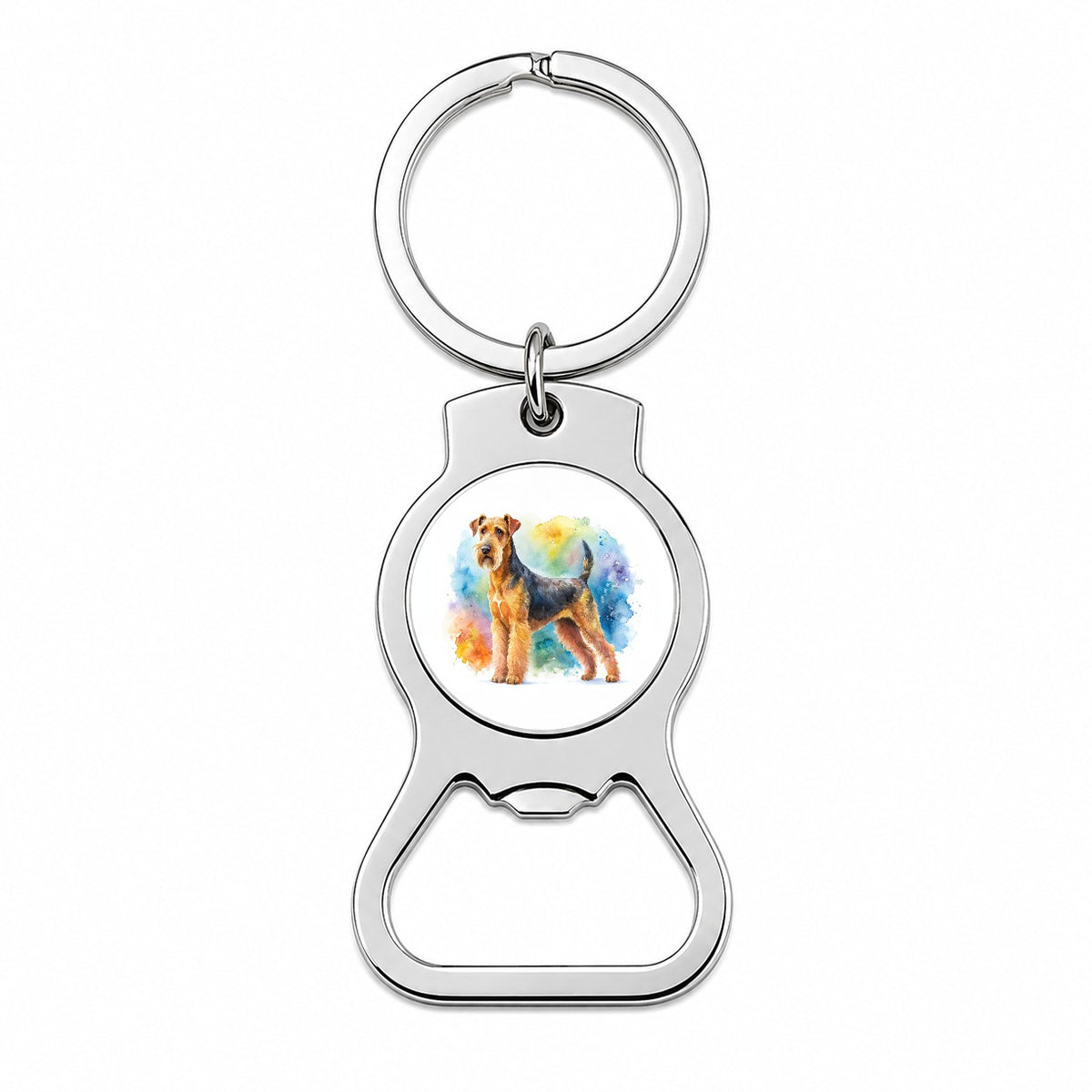 Airedale Terrier Dog Watercolor Style Bottle Opener Keychain