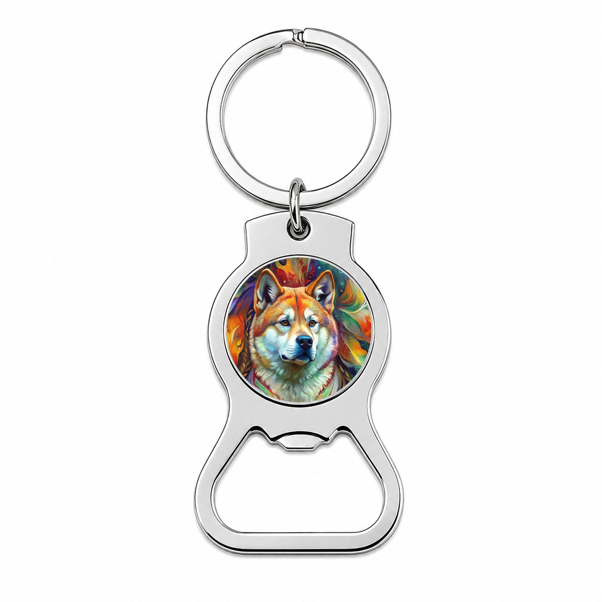 Akita Dog Abstract Art Bottle Opener Keychain