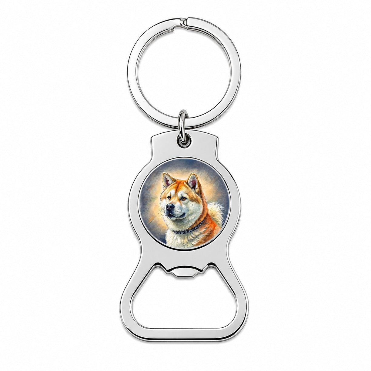 Akita Dog Illustration Bottle Opener Keychain