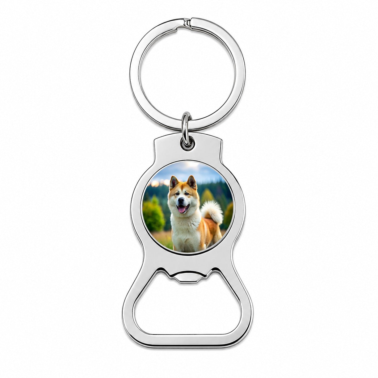 Akita Dog Photo Bottle Opener Keychain