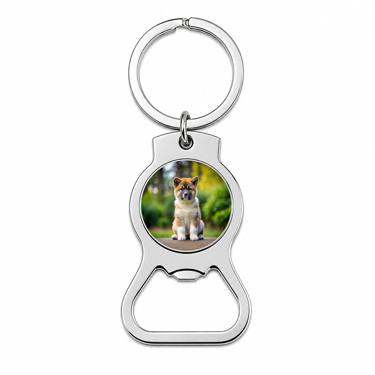 Akita Dog Puppy Photo Bottle Opener Keychain