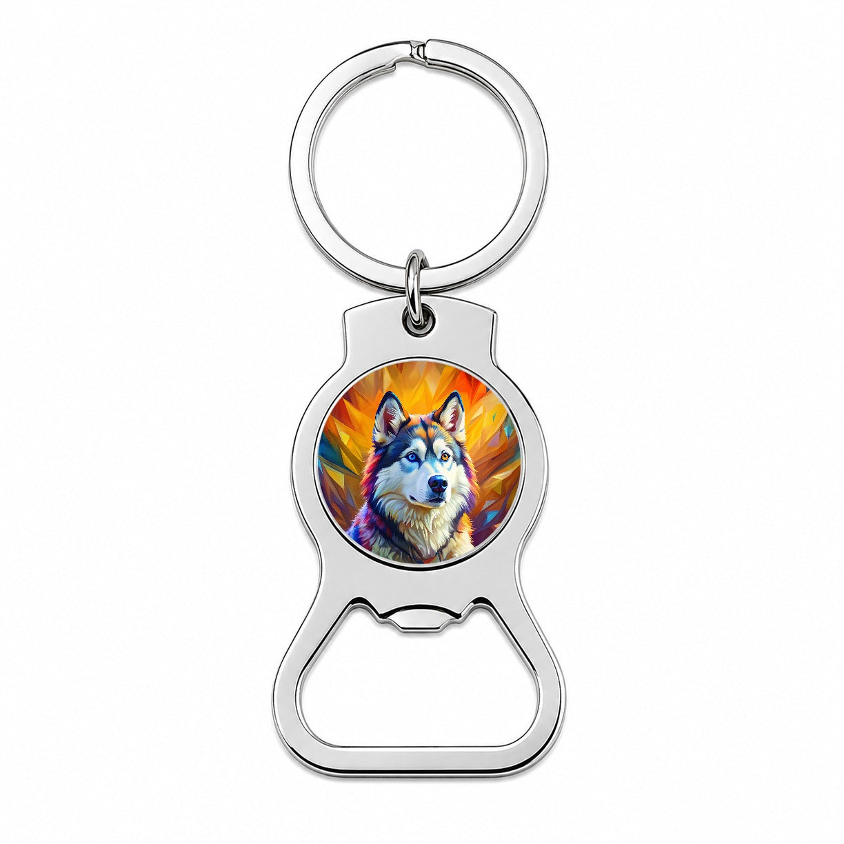 Alaskan Malamute Dog Pop Art Bottle Opener Keychain