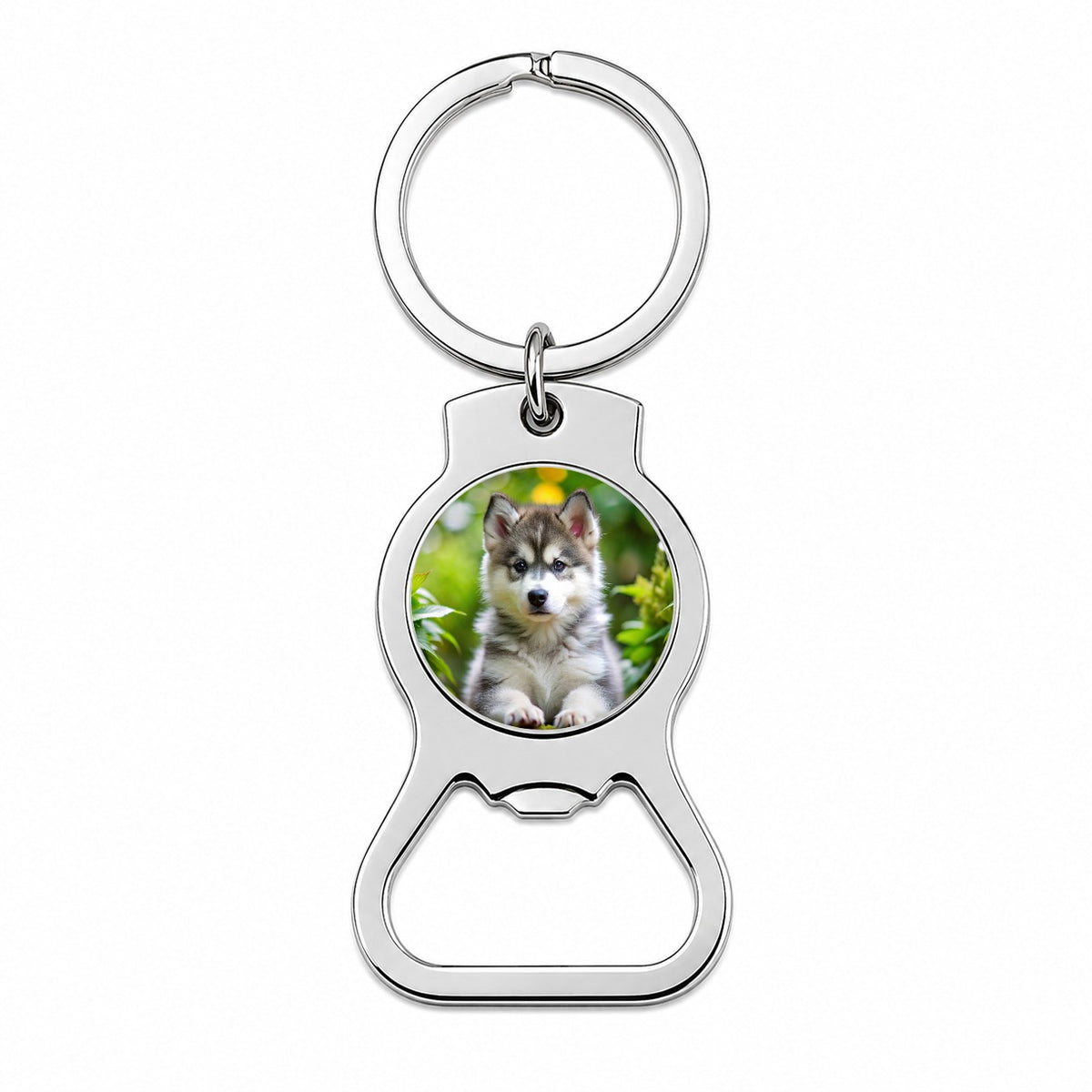 Alaskan Malamute Dog Puppy Photo Bottle Opener Keychain