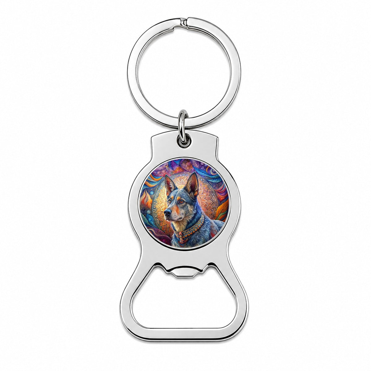 Australian Cattle Dog Bohemian Art Bottle Opener Keychain