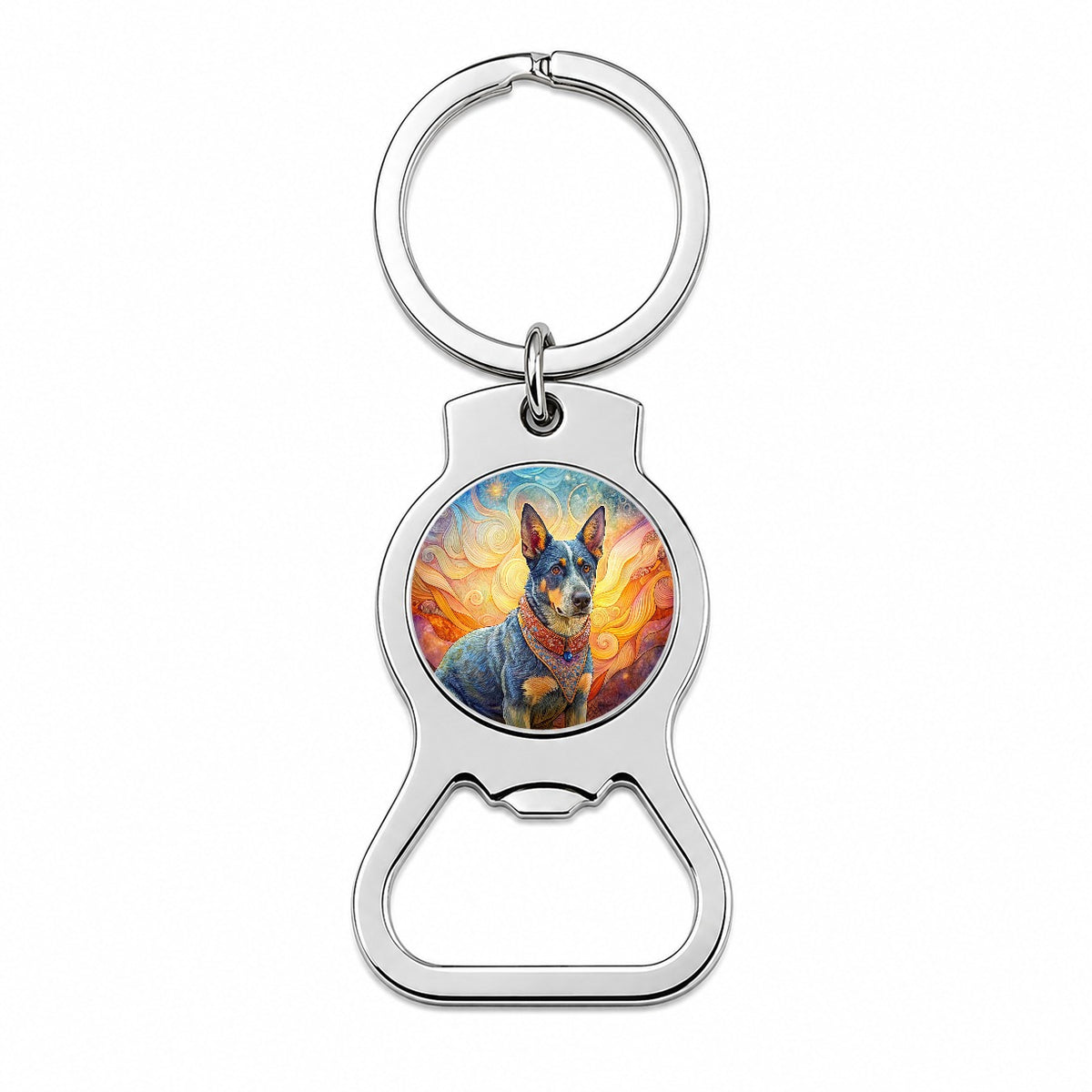Australian Cattle Dog French Bohemian Art Bottle Opener Keychain