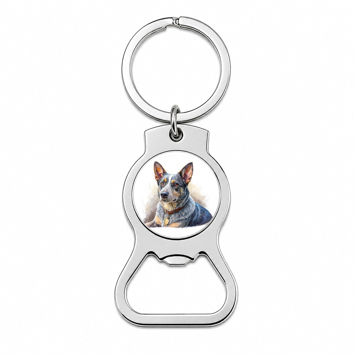 Australian Cattle Dog Illustration Bottle Opener Keychain