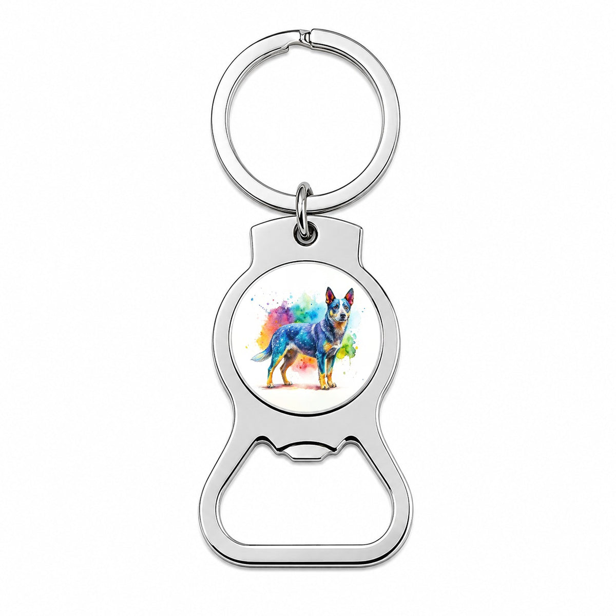 Australian Cattle Dog Watercolor Style Bottle Opener Keychain