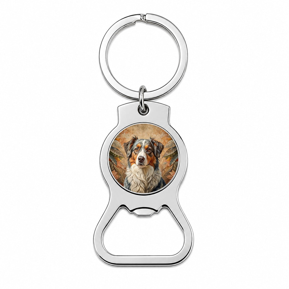 Australian Shepherd Dog French Bohemian Art Bottle Opener Keychain