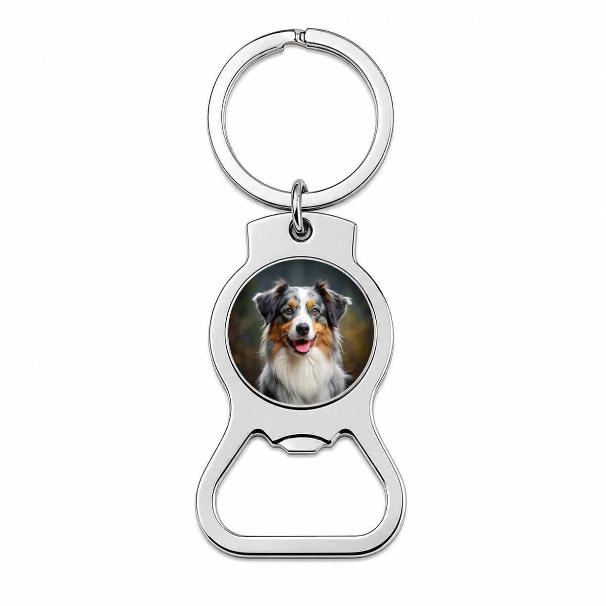 Australian Shepherd Dog Photo Bottle Opener Keychain