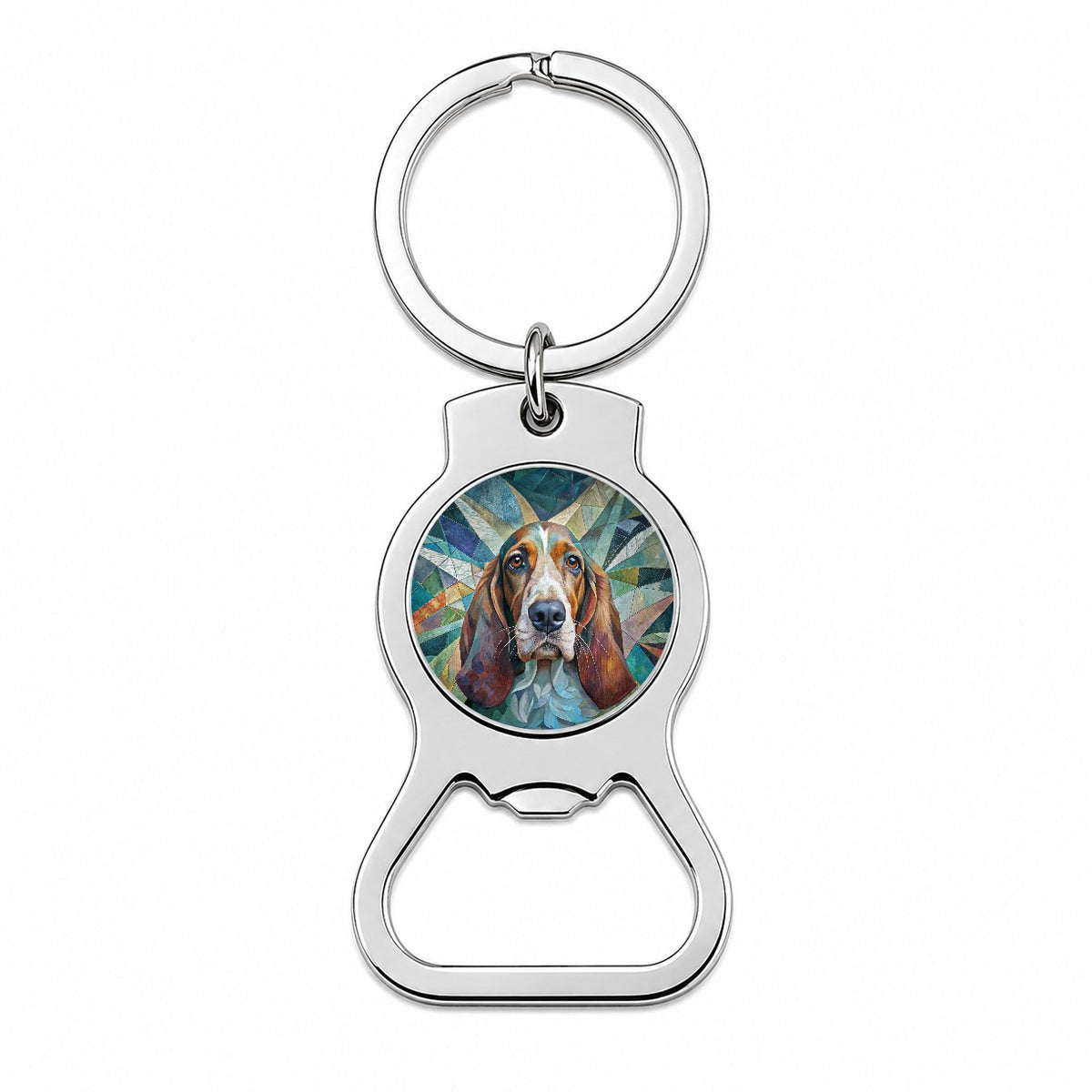 Basset Hound Dog Abstract Art Bottle Opener Keychain