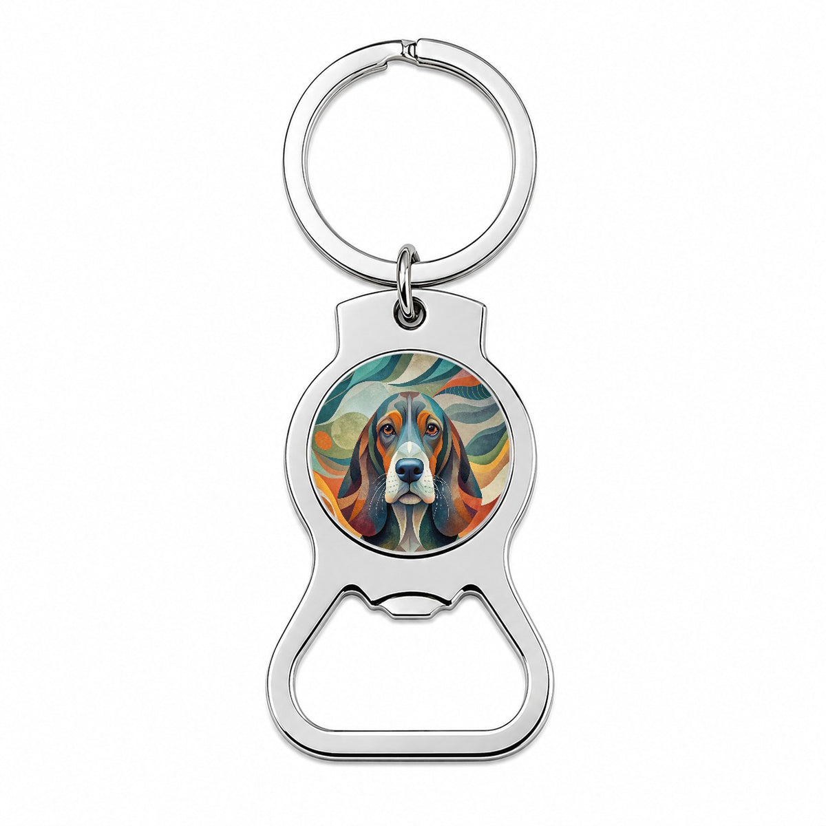 Basset Hound Dog Abstract Stylized Art Bottle Opener Keychain
