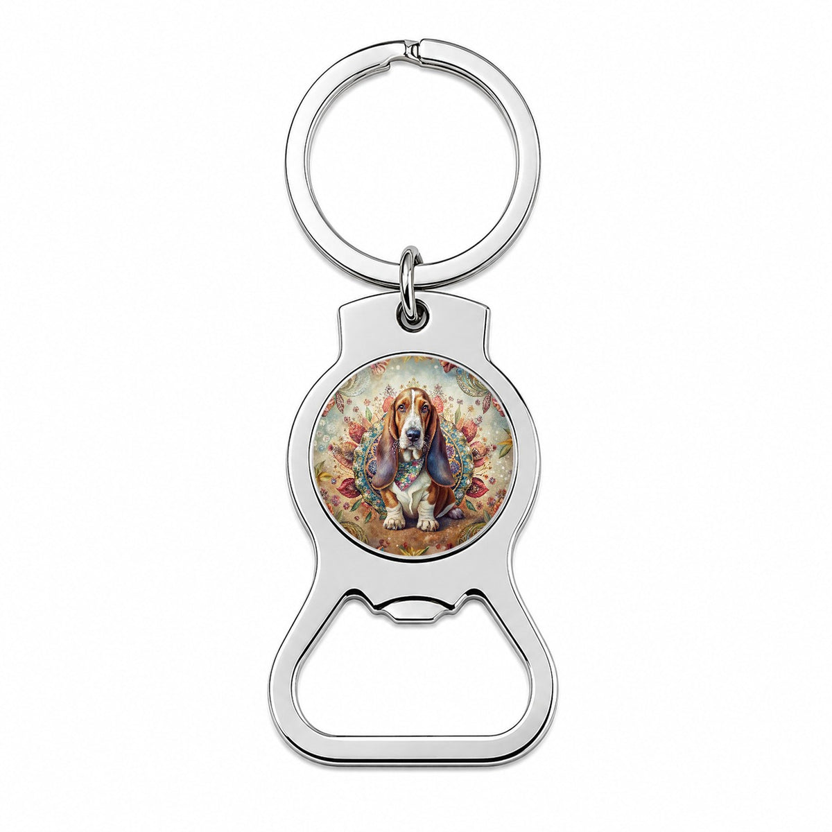 Basset Hound Dog French Bohemian Art Bottle Opener Keychain