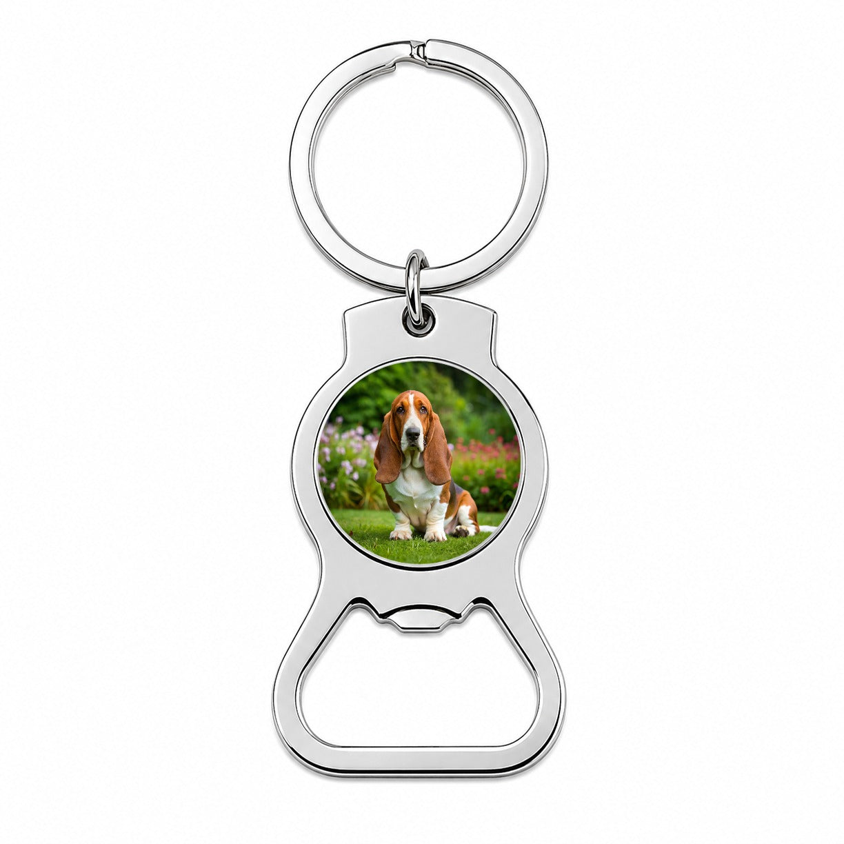 Basset Hound Dog Photo Bottle Opener Keychain