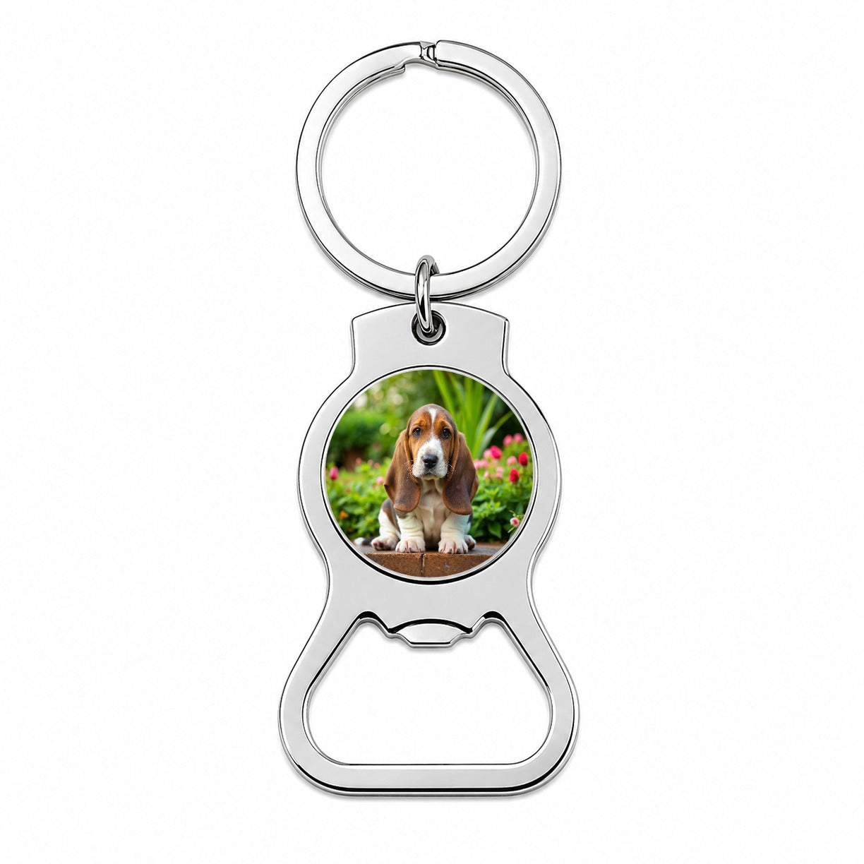 Basset Hound Dog Puppy Photo Bottle Opener Keychain