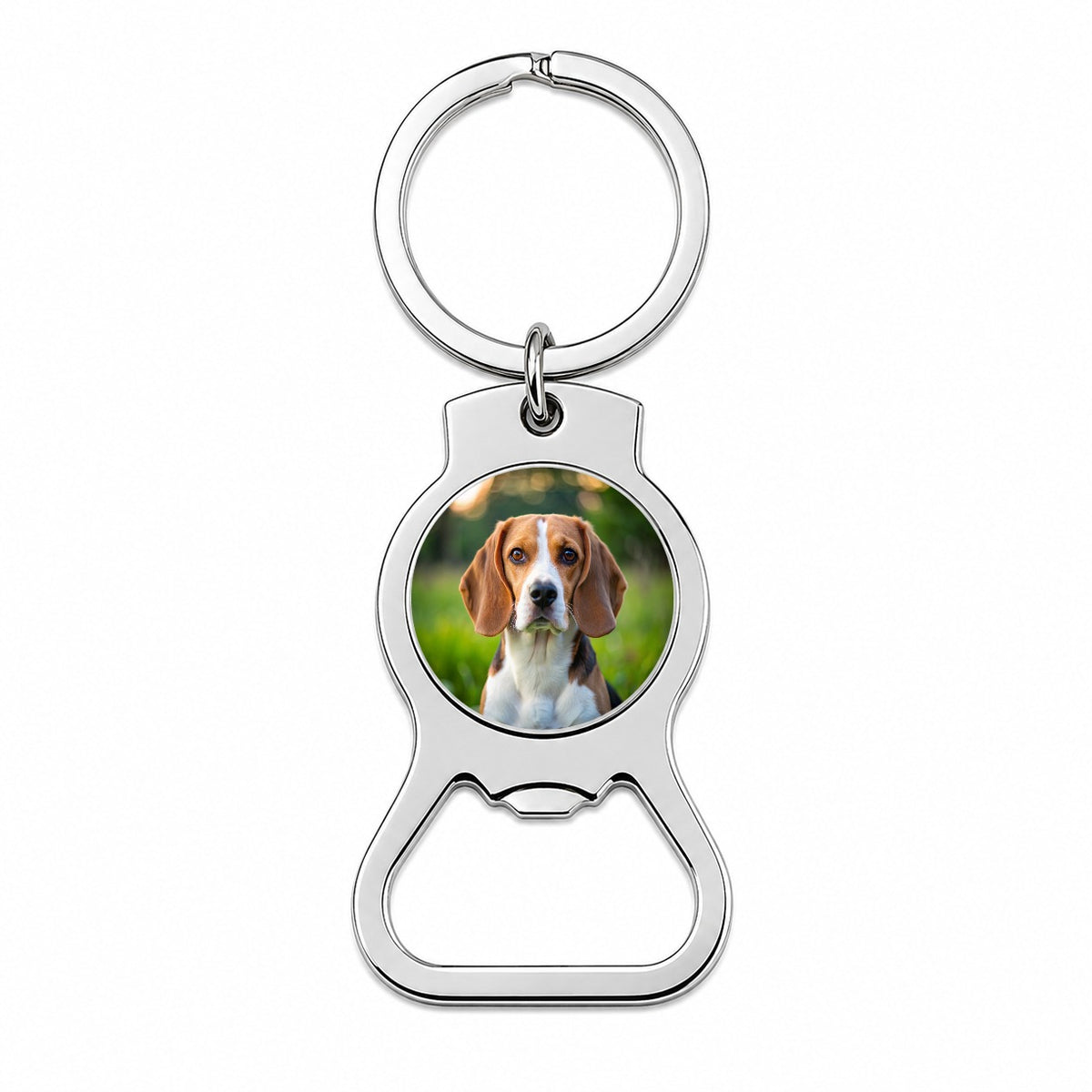 Beagle Dog Photo Bottle Opener Keychain