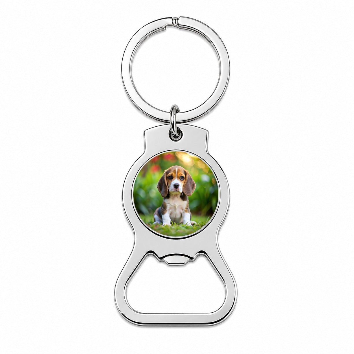 Beagle Dog Puppy Photo Bottle Opener Keychain