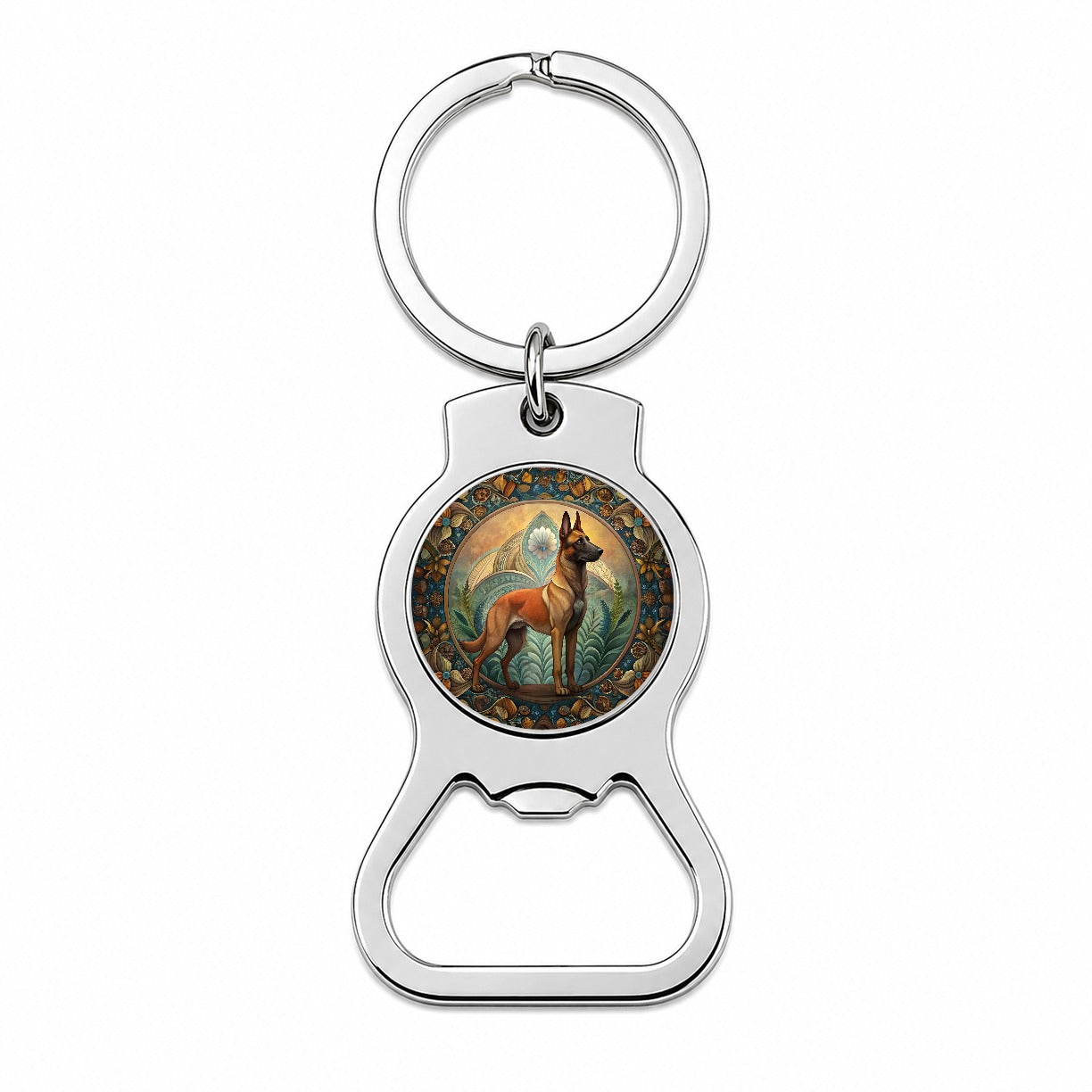 Belgian Malinois Dog Art Nouveau Bottle Opener Keychain