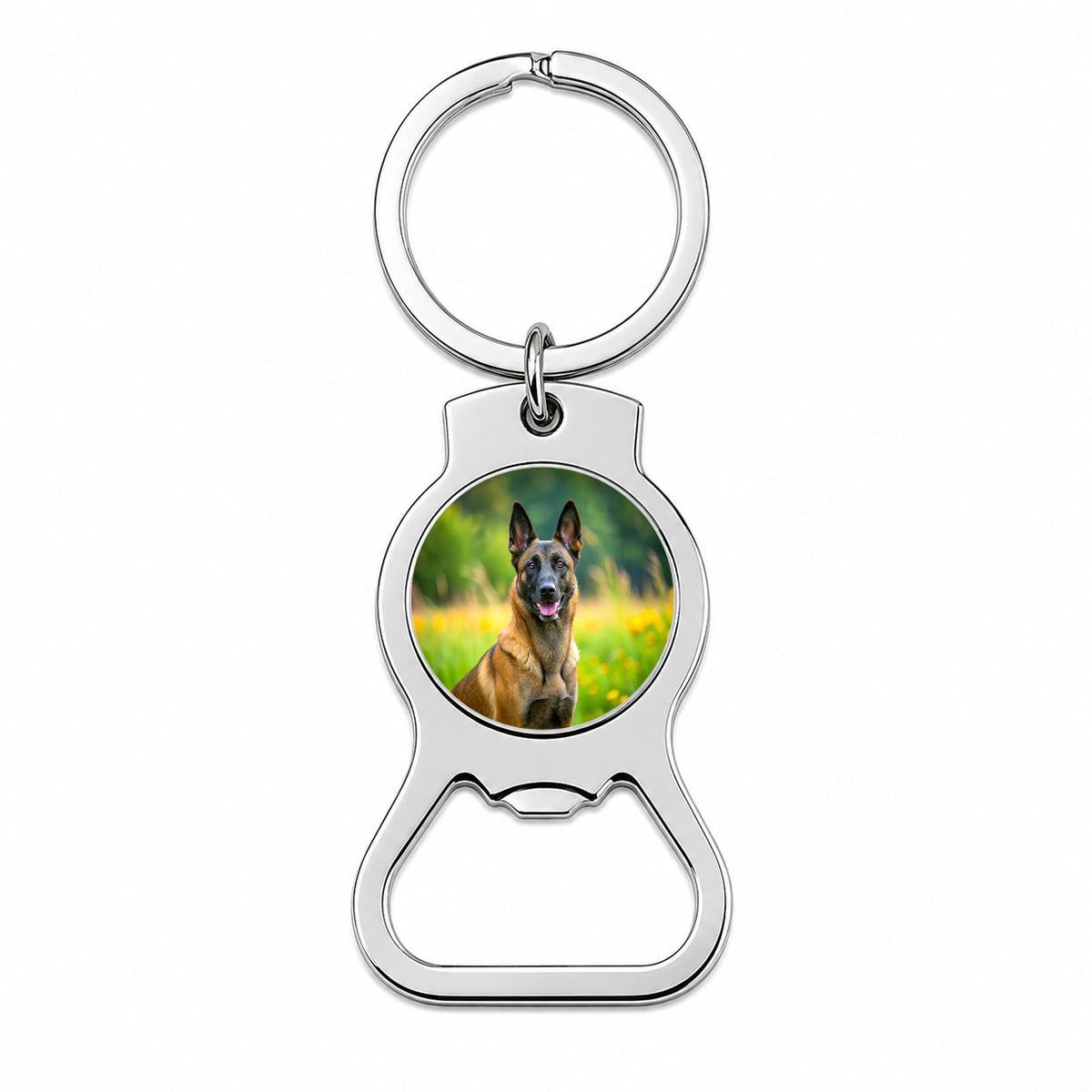Belgian Malinois Dog Photo Bottle Opener Keychain