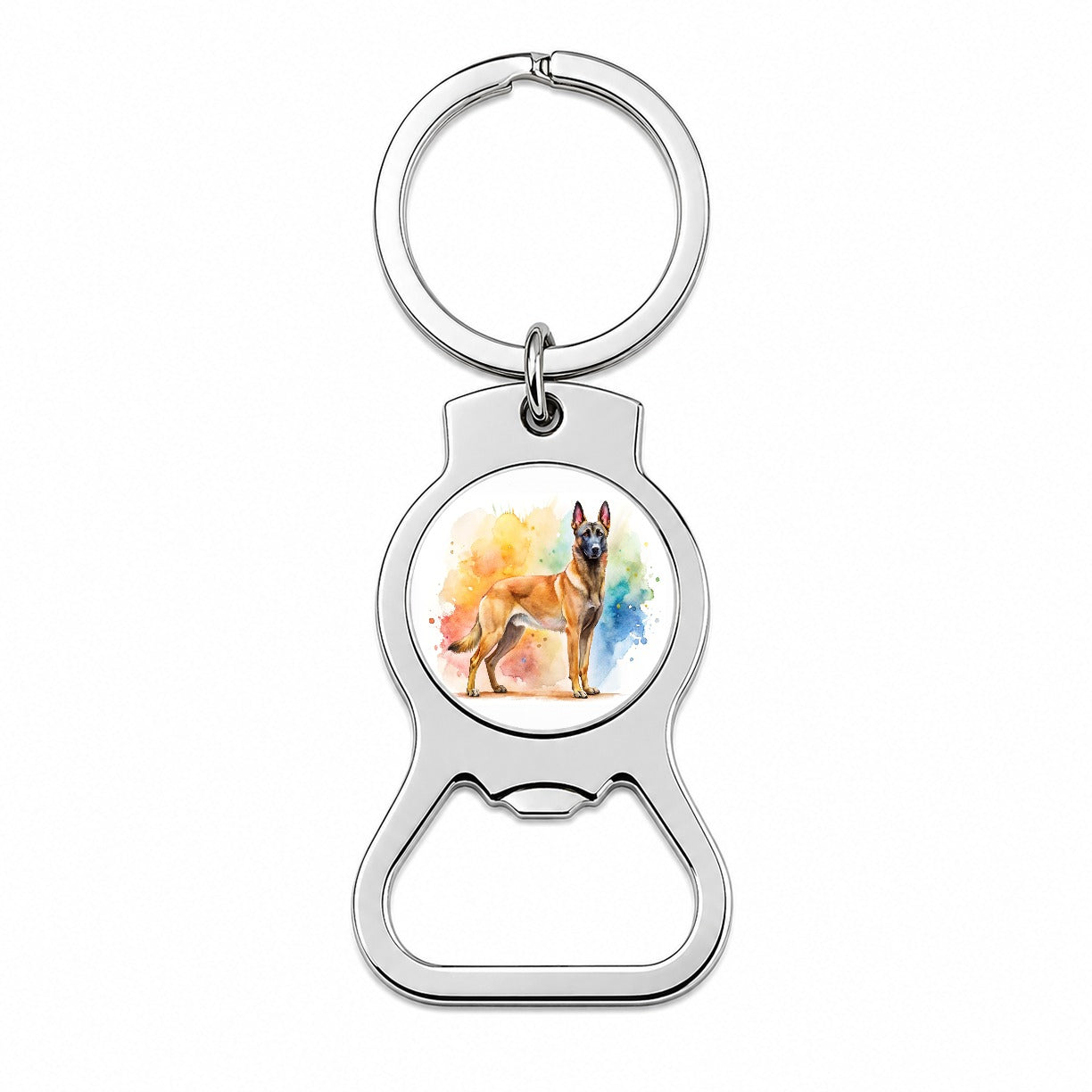 Belgian Malinois Dog Watercolor Style Bottle Opener Keychain