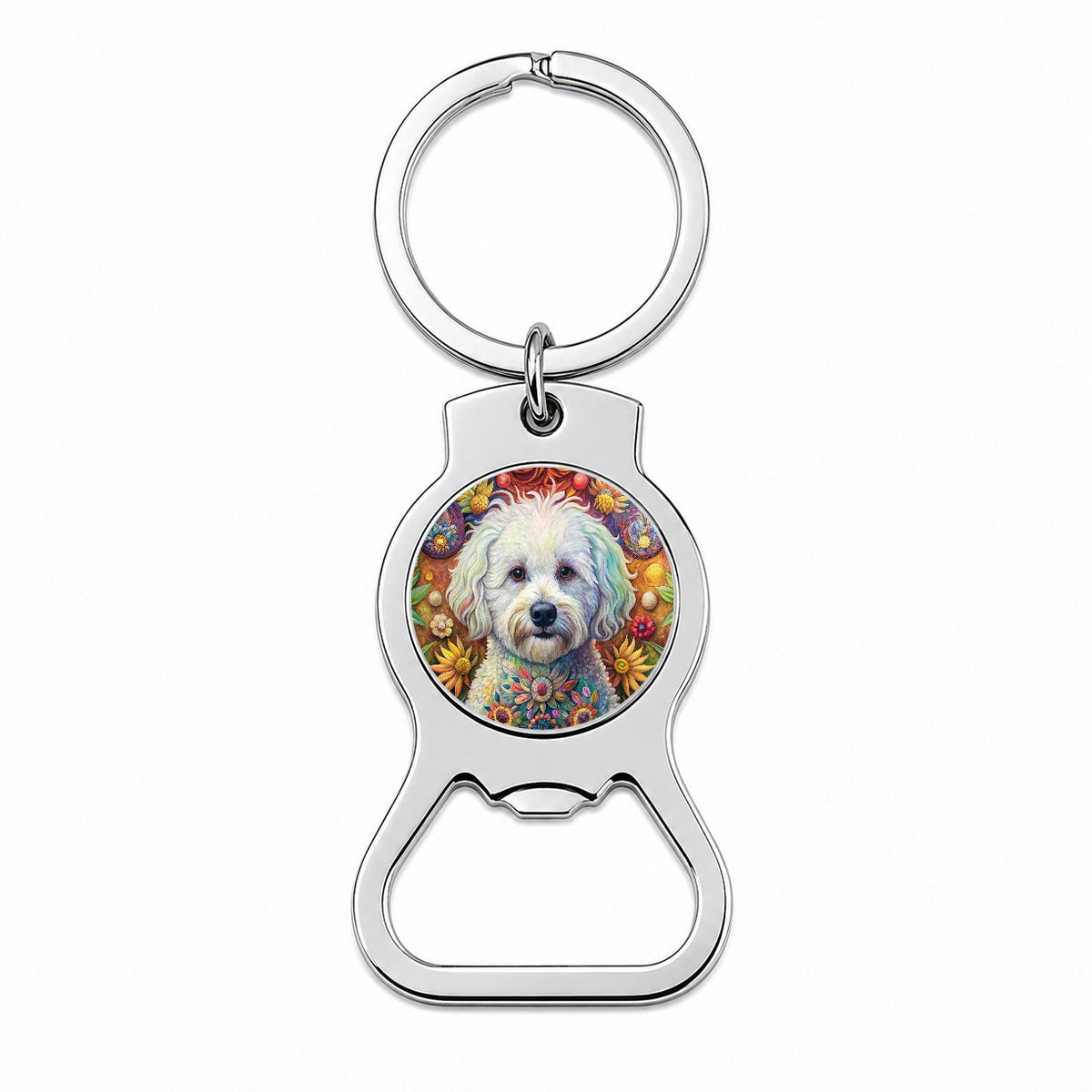 Bichon Frise Dog French Bohemian Art Bottle Opener Keychain
