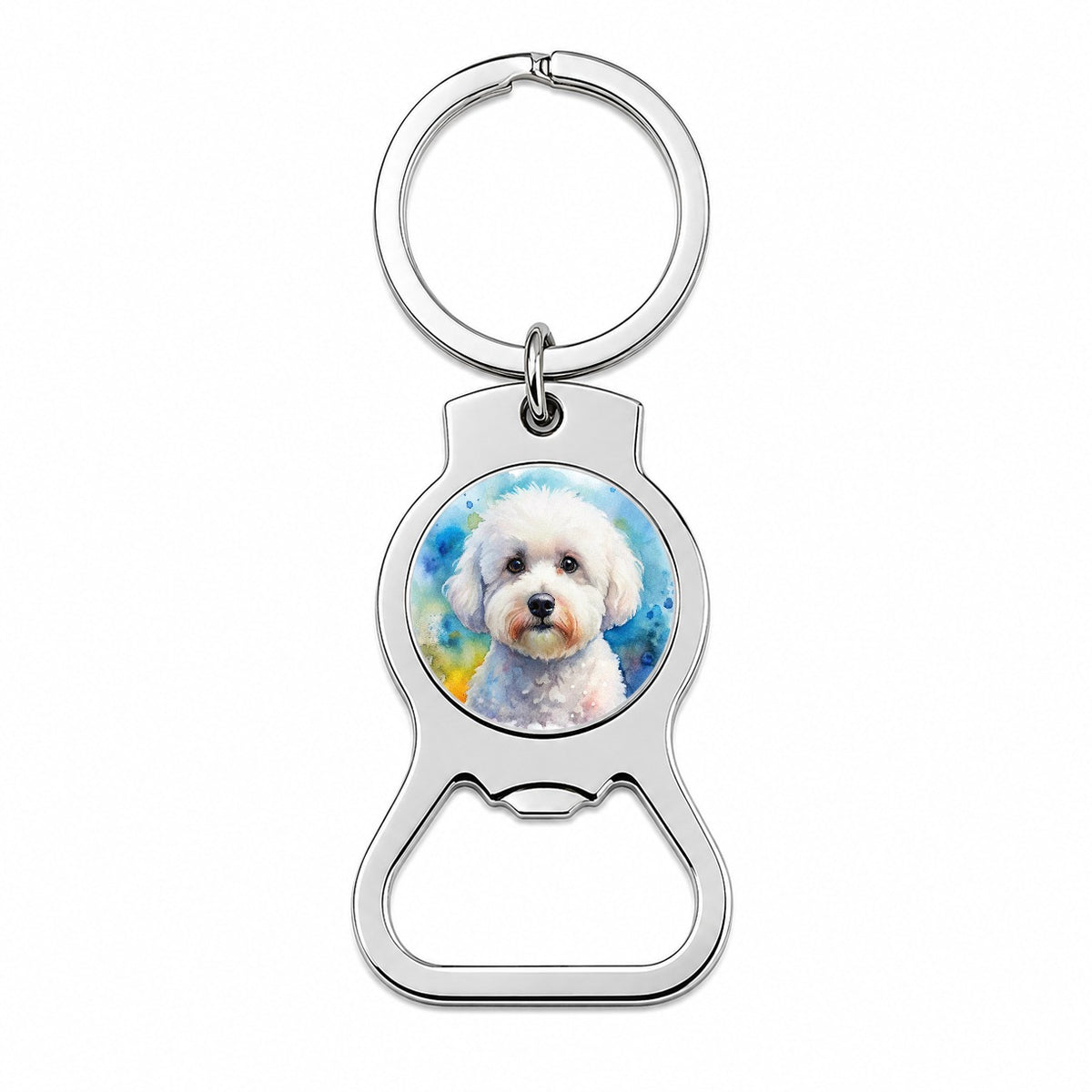 Bichon Frise Dog Watercolor Style Bottle Opener Keychain