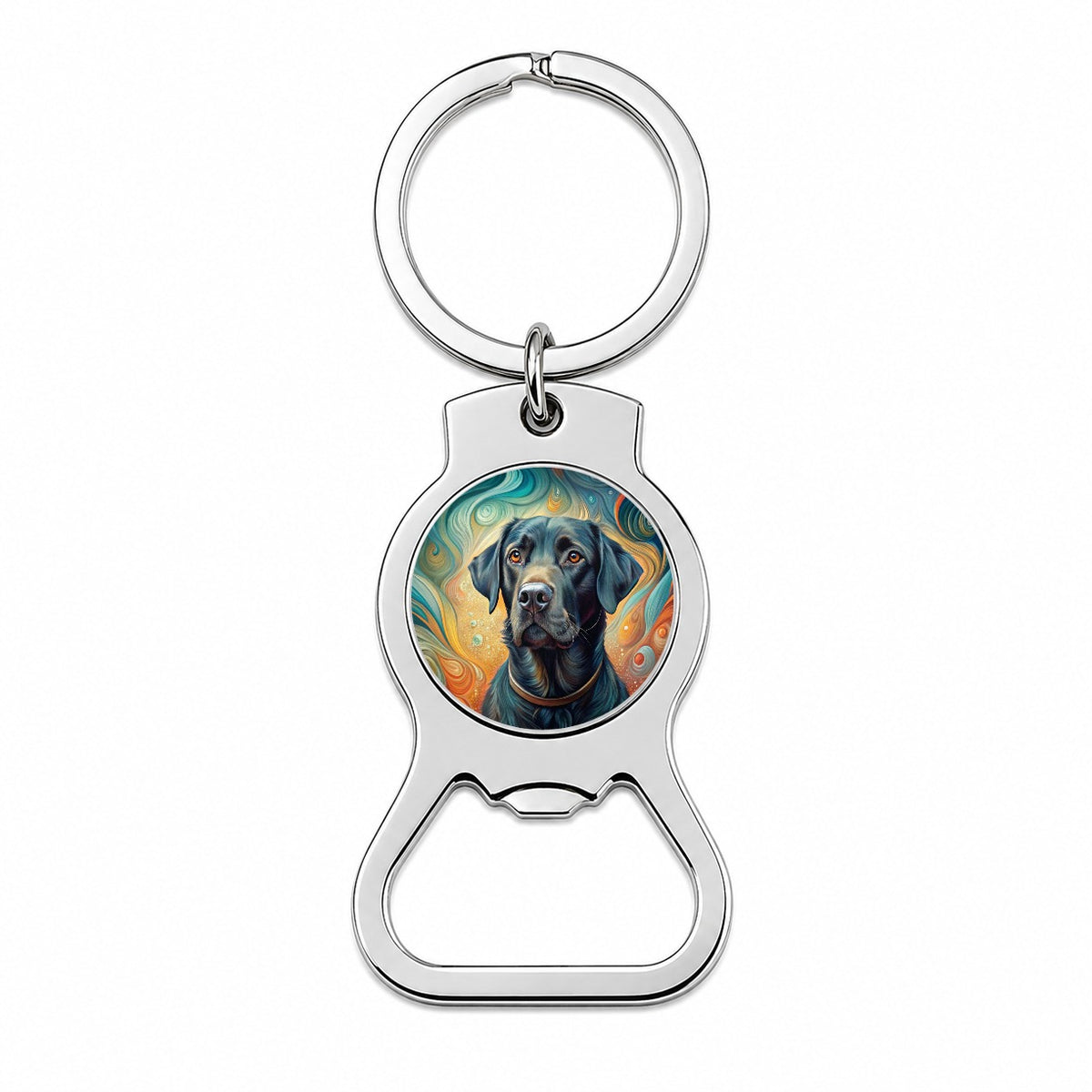 Black Labrador Retriever Dog Abstract Art Bottle Opener Keychain