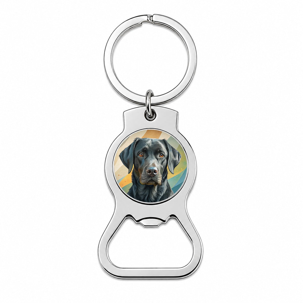 Black Labrador Retriever Dog Contemporary Art Bottle Opener Keychain