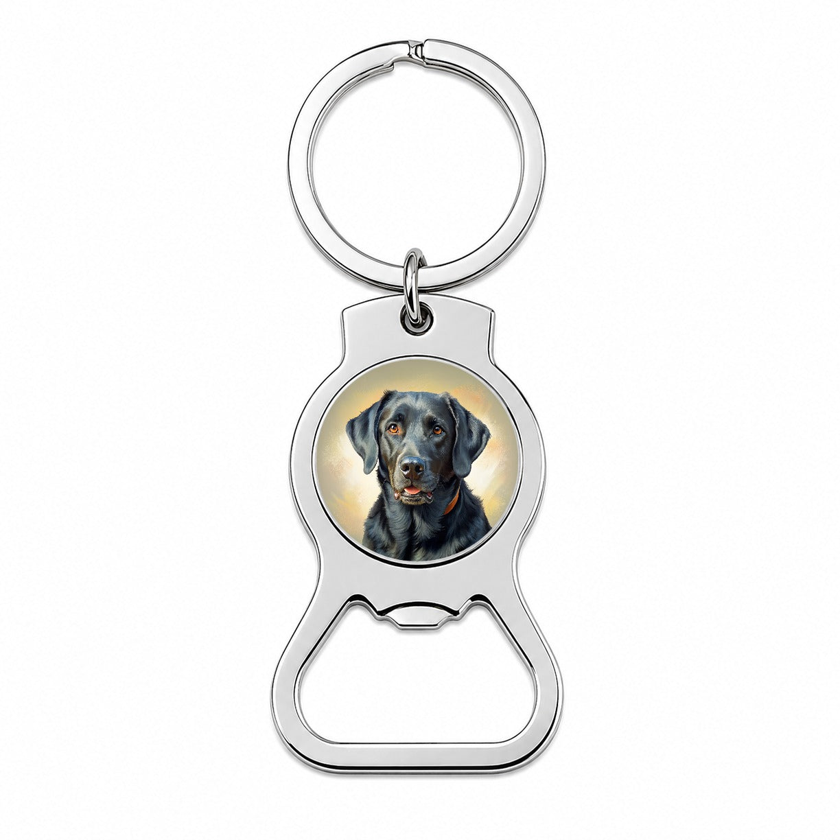 Black Labrador Retriever Dog Illustration Bottle Opener Keychain