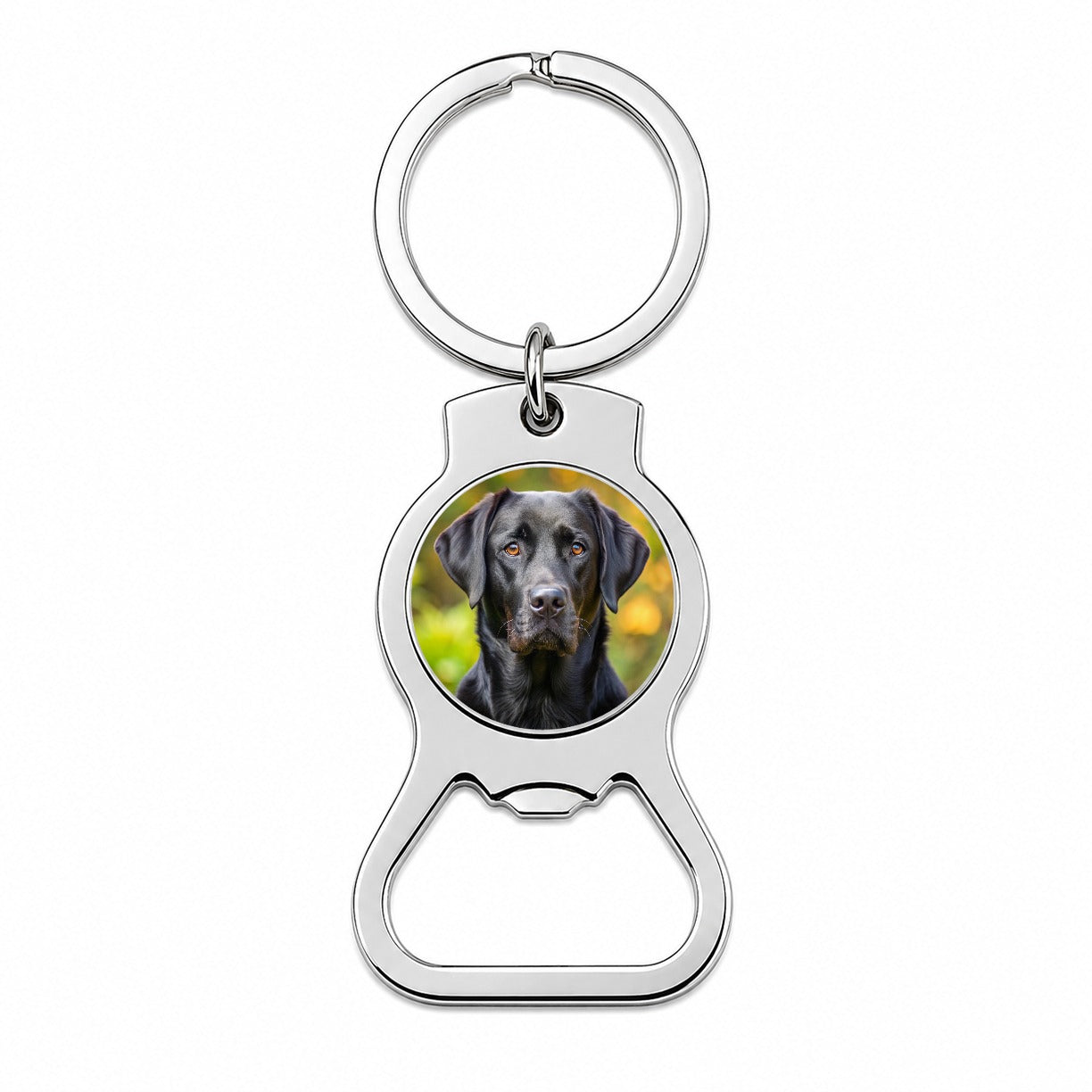 Black Labrador Retriever Dog Photo Bottle Opener Keychain