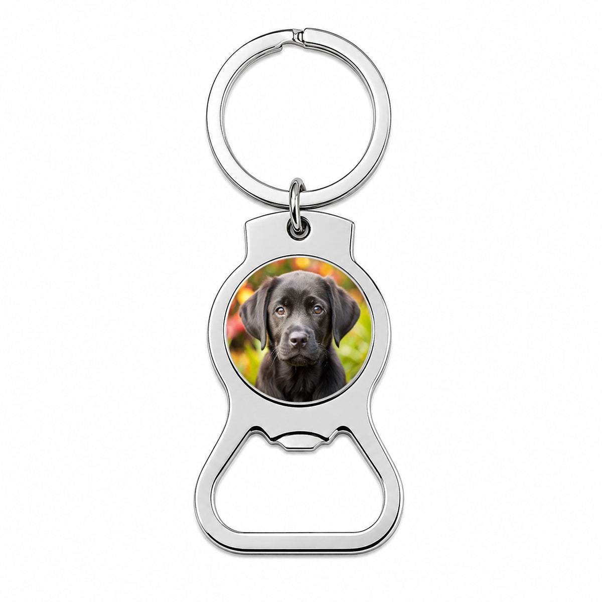 Black Labrador Retriever Dog Puppy Photo Bottle Opener Keychain