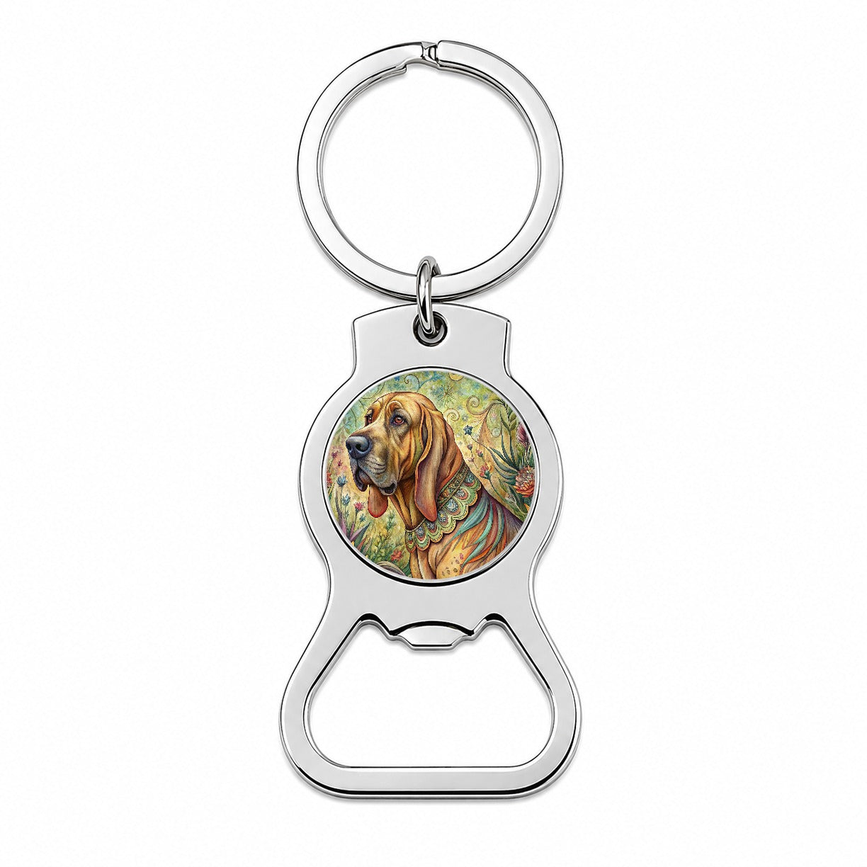 Bloodhound Dog French Bohemian Art Bottle Opener Keychain
