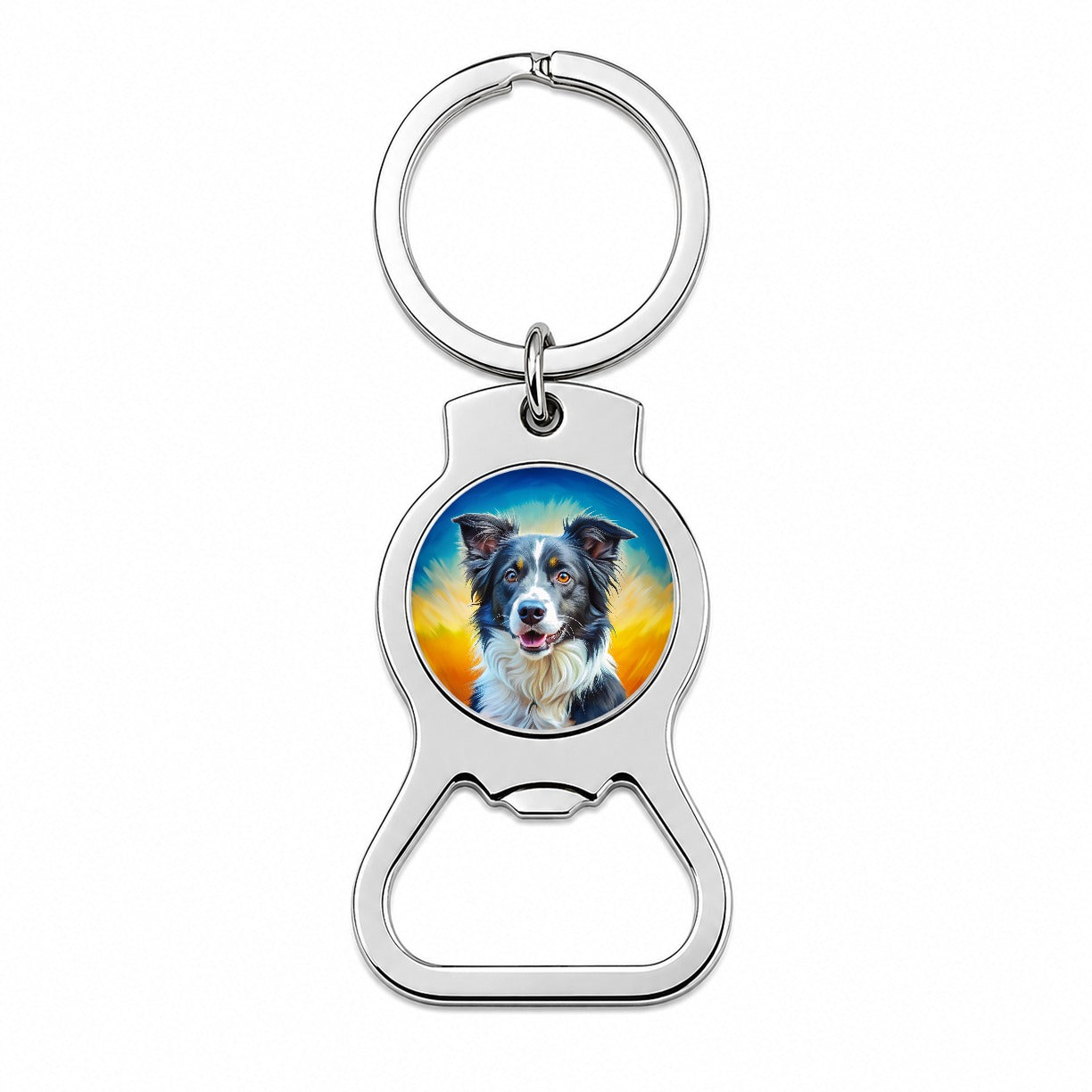 Border Collie Dog Pop Art Bottle Opener Keychain