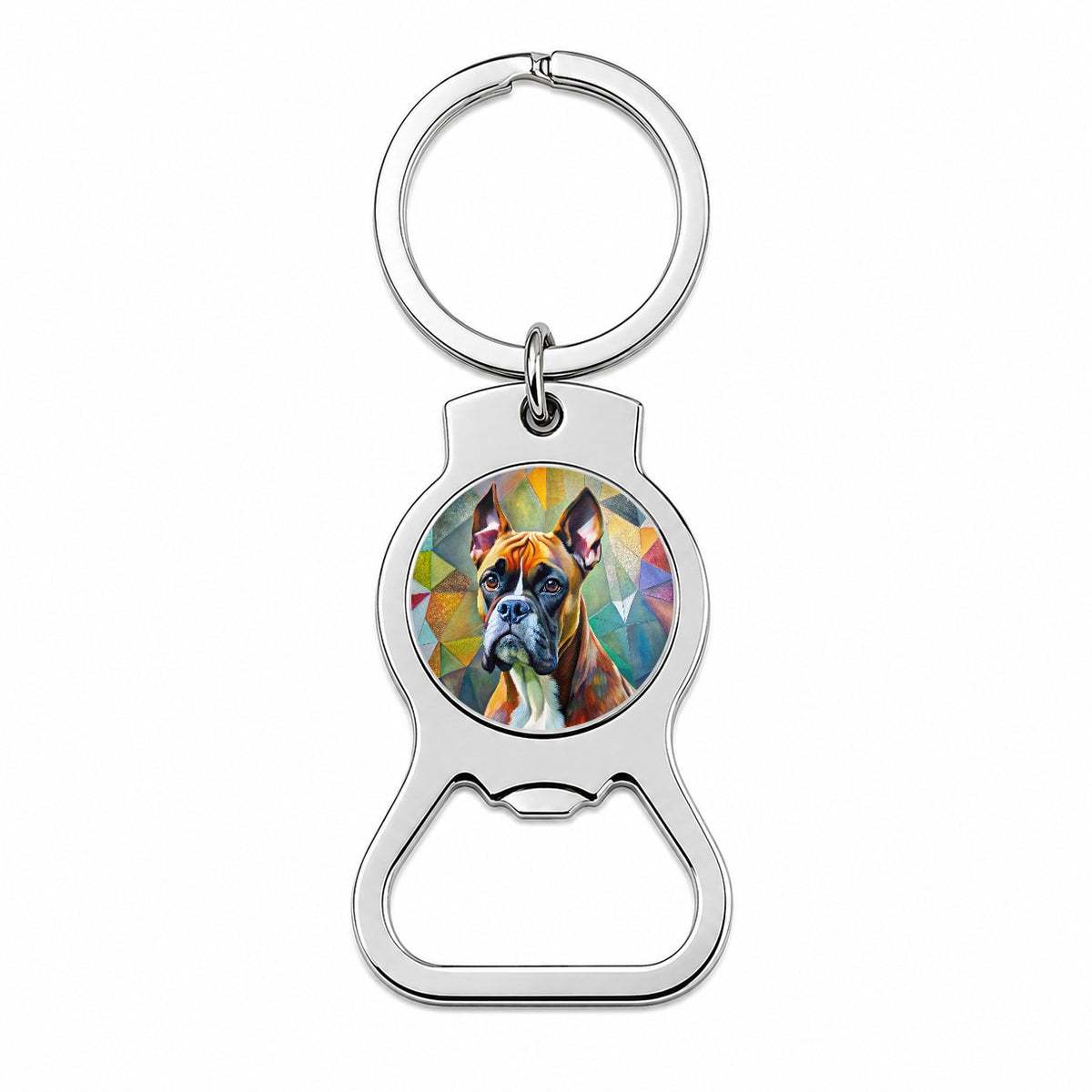 Boxer Dog Abstract Art Bottle Opener Keychain