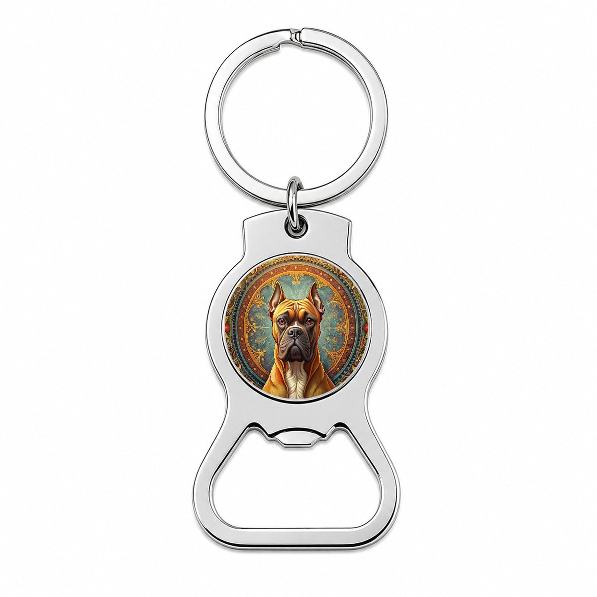 Boxer Dog Art Nouveau Bottle Opener Keychain