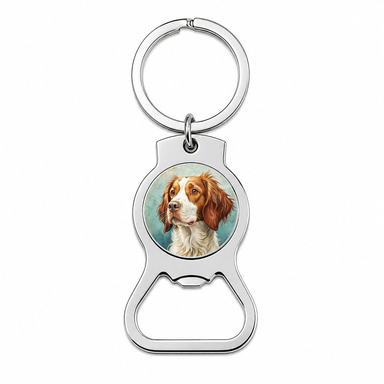 Brittany Spaniel Dog Art Nouveau Bottle Opener Keychain
