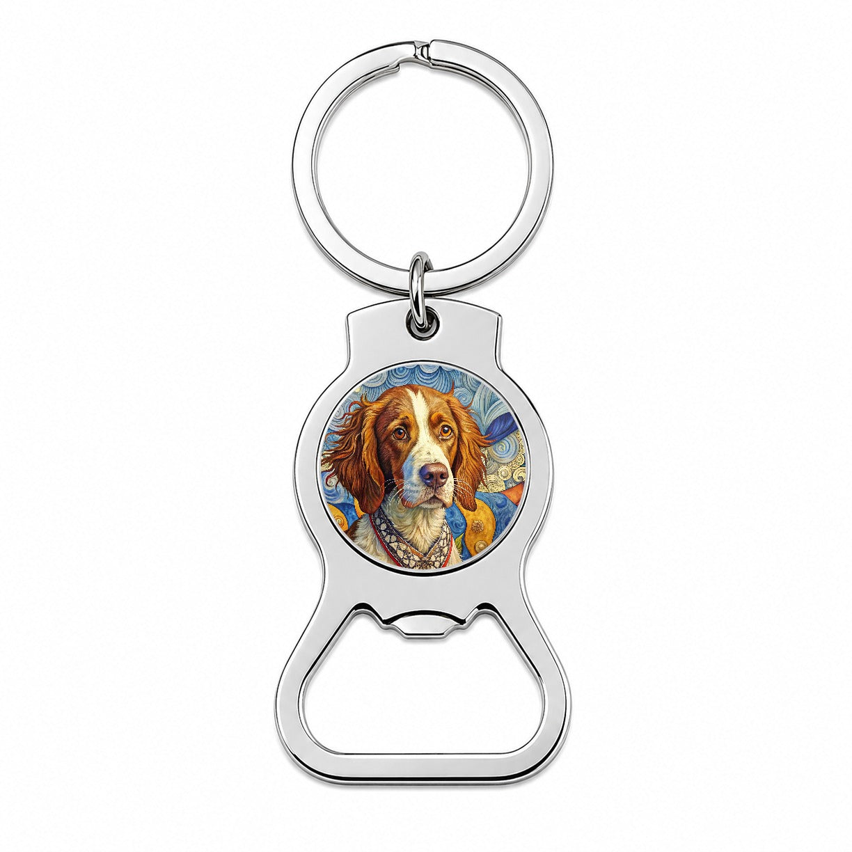 Brittany Spaniel Dog French Bohemian Art Bottle Opener Keychain