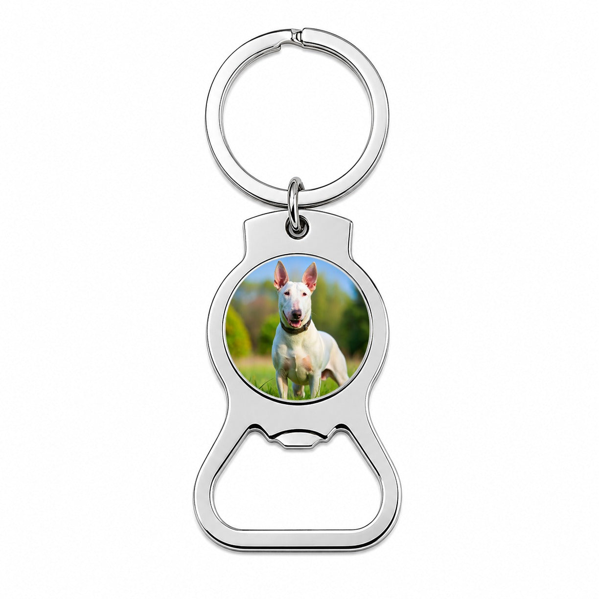 Bull Terrier Dog Photo Bottle Opener Keychain