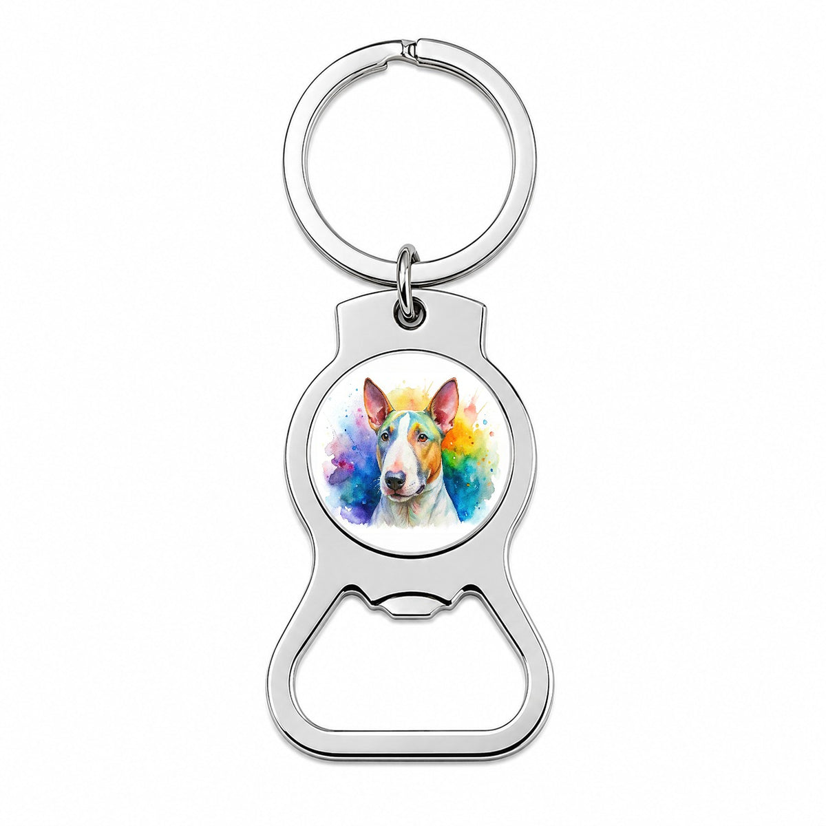 Bull Terrier Dog Watercolor Style Bottle Opener Keychain