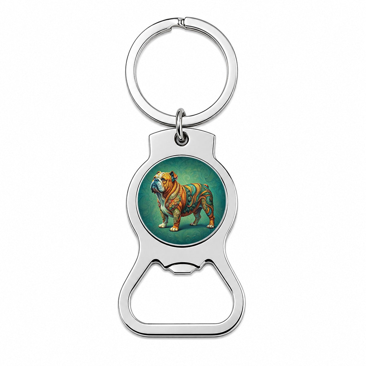 Bulldog Dog Art Nouveau Bottle Opener Keychain