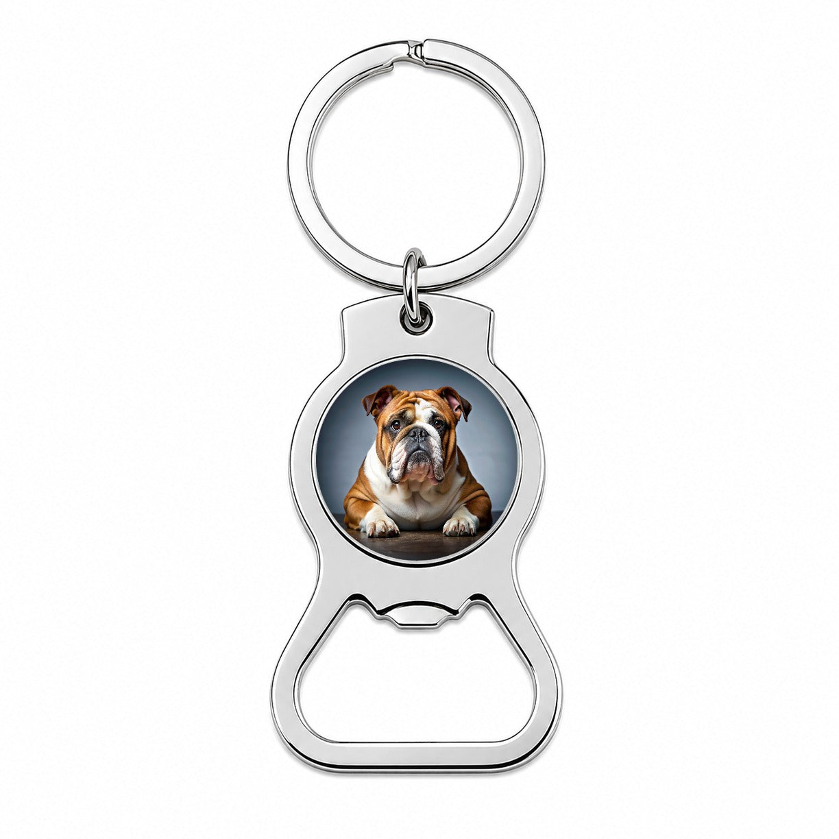 Bulldog Dog Photo Bottle Opener Keychain