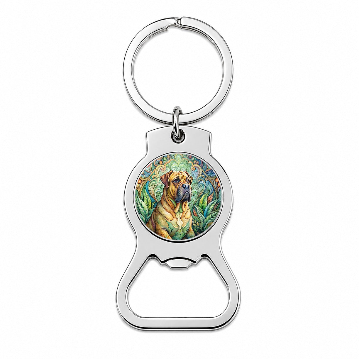 Bullmastiff Dog Art Nouveau Bottle Opener Keychain