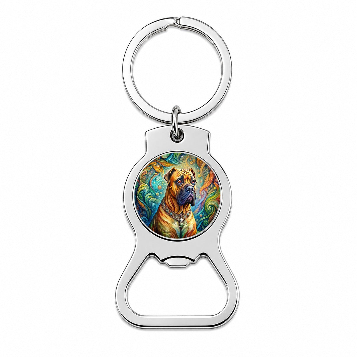 Bullmastiff Dog Bohemian Art Bottle Opener Keychain