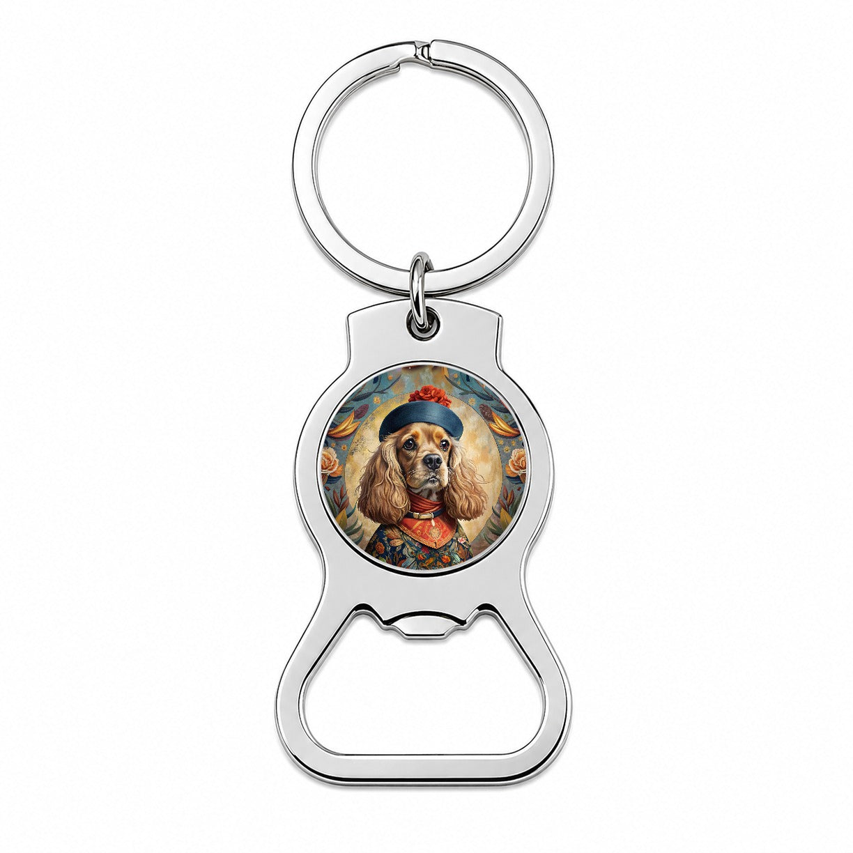 Cavalier King Charles Spaniel Dog French Bohemian Art Bottle Opener Keychain