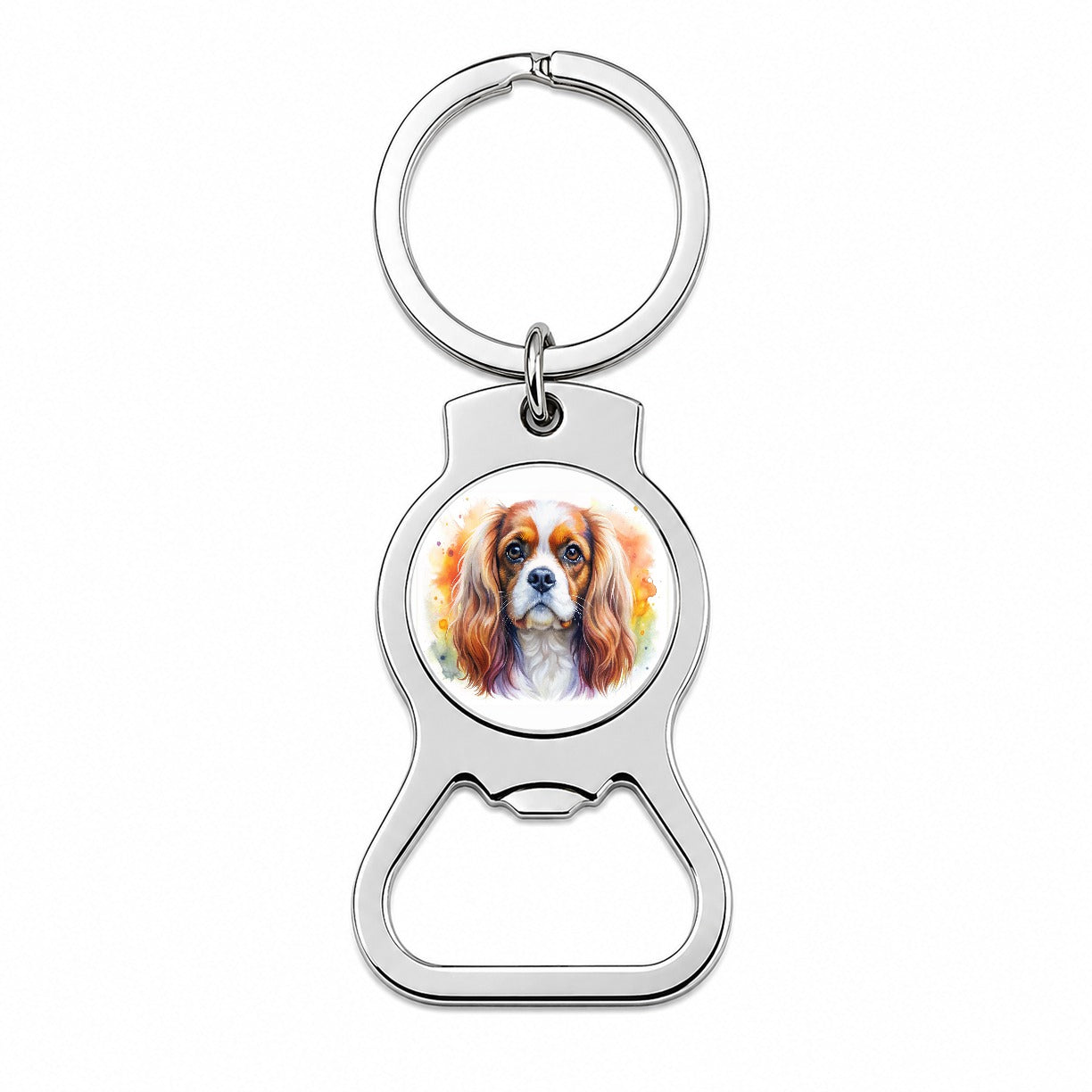 Cavalier King Charles Spaniel Dog Watercolor Style Bottle Opener Keychain
