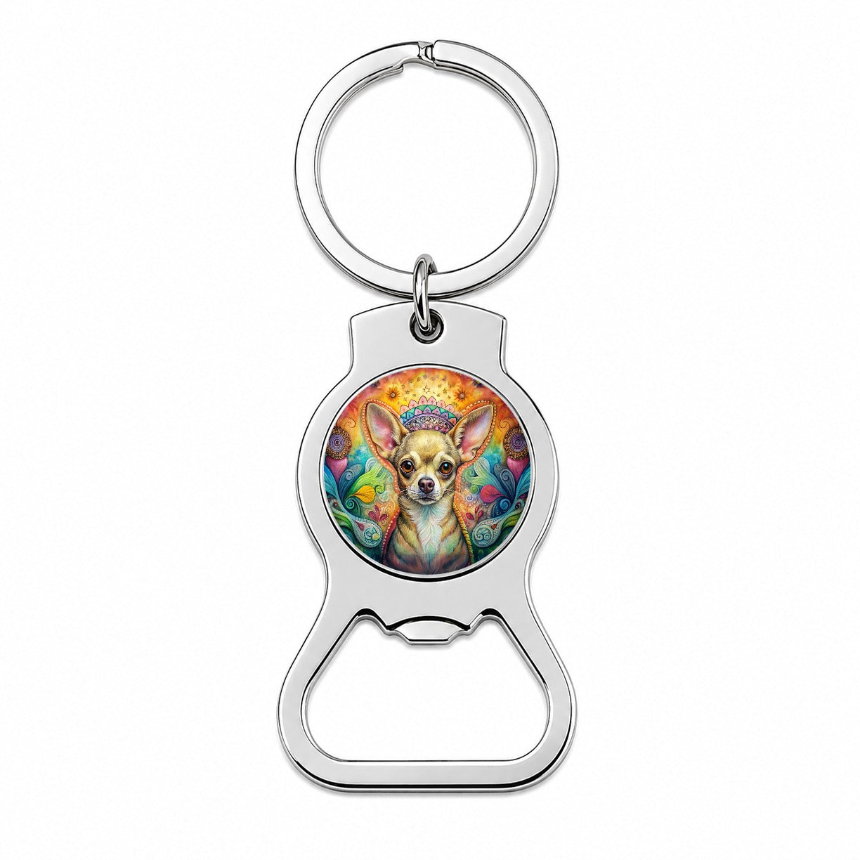 Chihuahua Dog Bohemian Art Bottle Opener Keychain