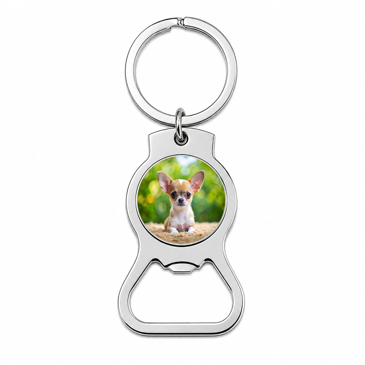 Chihuahua Dog Puppy Photo Bottle Opener Keychain