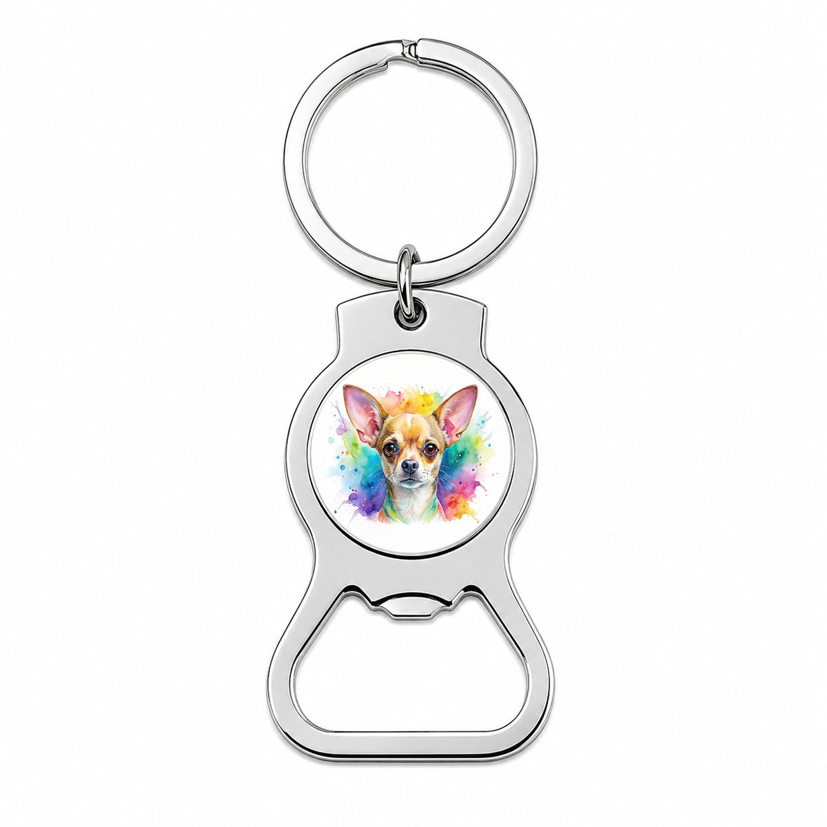Chihuahua Dog Watercolor Style Bottle Opener Keychain