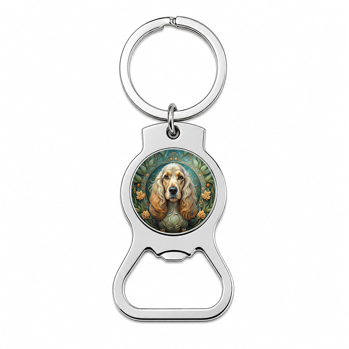 Cocker Spaniel Dog Art Nouveau Bottle Opener Keychain